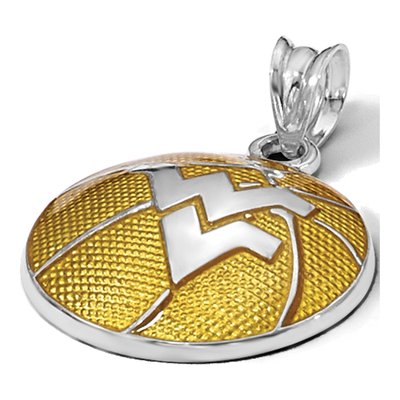 West Virginia University Sterling Silver Large WVU Basketball Pendant – view 3