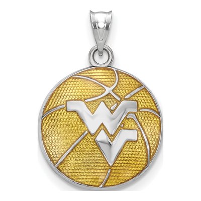 West Virginia University Sterling Silver Large WVU Basketball Pendant