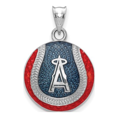 Los Angeles Angels Sterling Silver LA Enameled Pendant