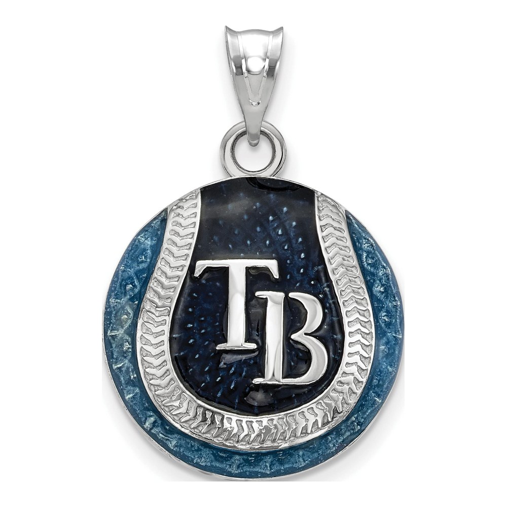 Tampa Bay Rays Sterling Silver Rh-P Enamel Pendant