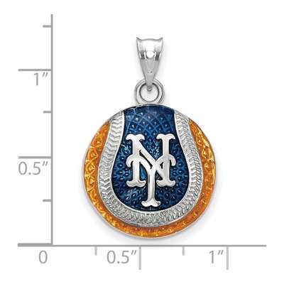 New York Mets Sterling Silver NY N-Y Enamel Pendant – view 2
