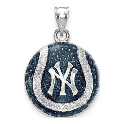 New York Yankees Sterling Silver Medium NY Enamel Pendant