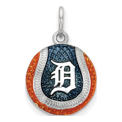 Detroit Tigers Sterling Silver Medium Enamel Charm