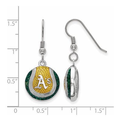 Oakland Athletics Sterling Silver Enamel Dangle Earrings – view 2