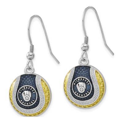 Milwaukee Brewers Sterling Silver Enamel Dangle Earrings – view 2