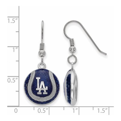 Los Angeles Dodgers Sterling Silver LA Enamel Dangle Earrings – view 2