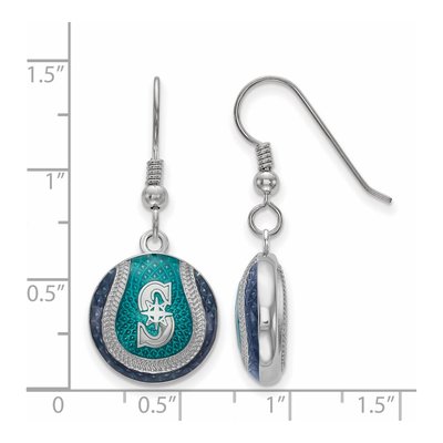 Seattle Mariners Sterling Silver Enamel Dangle Earrings – view 2