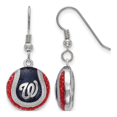 Washington Nationals Sterling Silver Enamel Dangle Earrings
