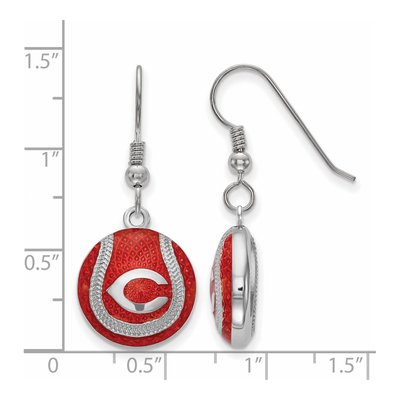 Cincinnati Reds Sterling Silver Enamel Dangle Earrings – view 2