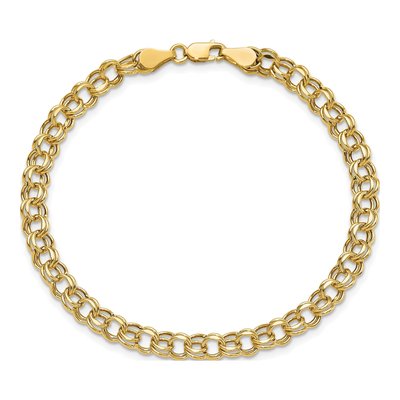 14K Yellow Gold Hollow Link Charm Bracelet – view 5