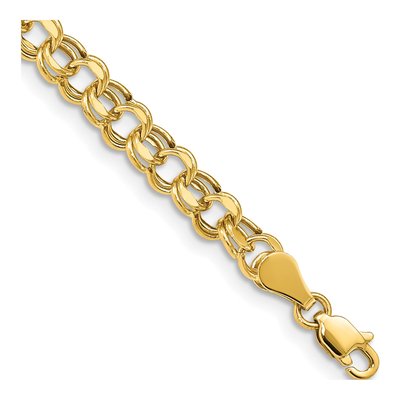 14K Yellow Gold Hollow Link Charm Bracelet