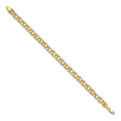 14K Yellow Gold Hollow Double Link Charm Bracelet – view 4