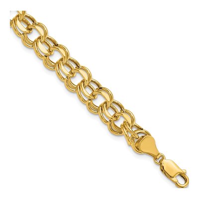14K Yellow Gold Double Link Charm Bracelet