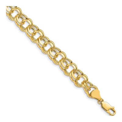 14K Yellow Gold Double Link Charm Bracelet