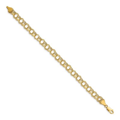 14K Yellow Gold Hollow Triple Link Charm Bracelet – view 3