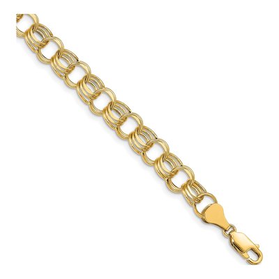 14K Yellow Gold Triple Link Charm Bracelet