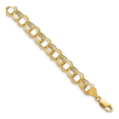 14K Yellow Gold Triple Link Charm Bracelet
