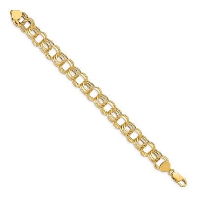 14K Yellow Gold Hollow Triple Link Charm Bracelet – view 3