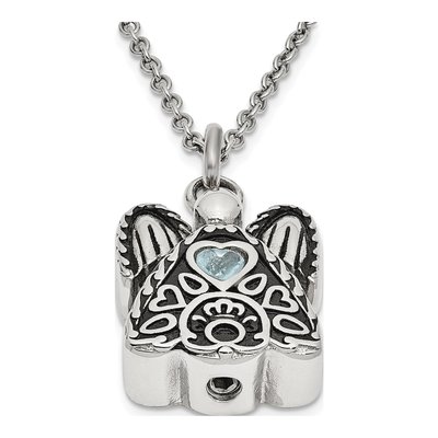 Stainless Steel CZ Angel Ash Holder Pendant Necklace – view 5
