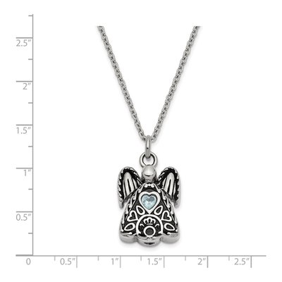 Stainless Steel CZ Angel Ash Holder Pendant Necklace – view 6