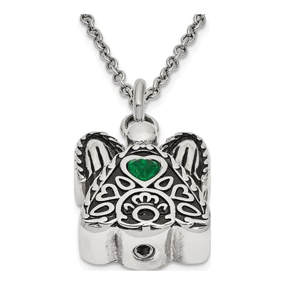Stainless Steel CZ Angel Ash Holder Pendant Necklace – view 2