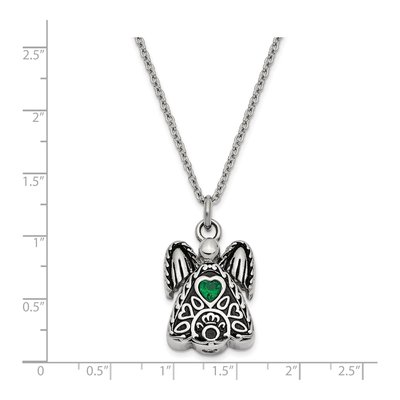 Stainless Steel CZ Angel Ash Holder Pendant Necklace – view 6