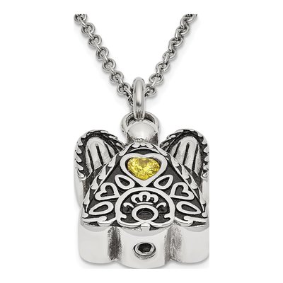 Stainless Steel CZ Angel Ash Holder Pendant Necklace – view 2