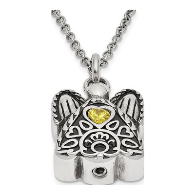 Stainless Steel CZ Angel Ash Holder Pendant Necklace – view 5