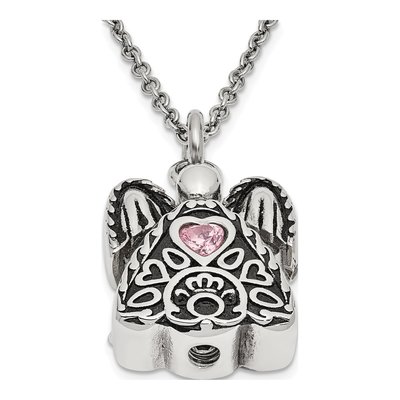 Stainless Steel CZ Angel Ash Holder Pendant Necklace – view 2