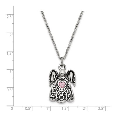 Stainless Steel CZ Angel Ash Holder Pendant Necklace – view 6