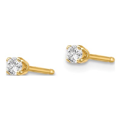 14K Yellow Gold 1/10 ct tw 2.4mm Round Diamond Stud Earrings – view 2