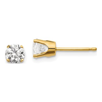 14K Yellow Gold 0.85 ct tw 4.6mm Round Diamond Natural Stud Earrings