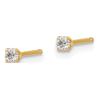 14K Yellow Gold 1/10 ct tw 2.4mm Round Diamond Stud Earrings – view 2