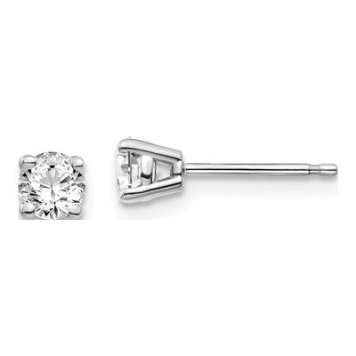 14K White Gold 1/2 ct tw 4.1mm Round Diamond Natural Stud Earrings