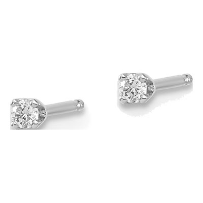 14K White Gold 1/20 ct tw 1.7mm Round Diamond Stud Earrings – view 2