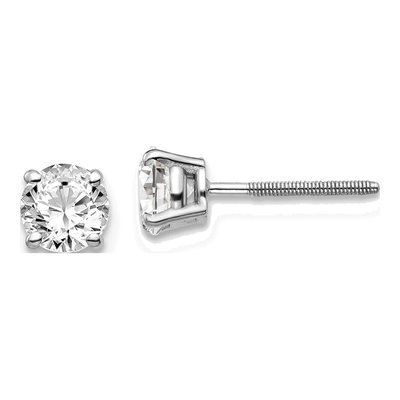 14K White Gold 1.00 ct tw 5mm Round Diamond Stud Earrings