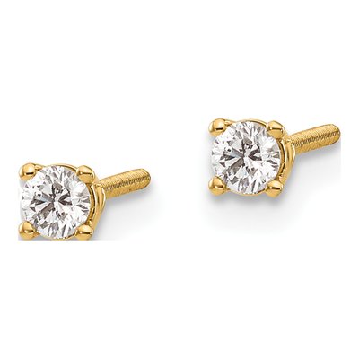 14K Yellow Gold 1/7 ct tw 2.7mm Round Diamond Stud Earrings – view 2