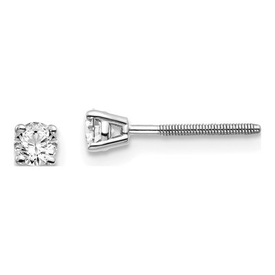 14K White Gold 1/4 ct tw 3.2mm Round Diamond 25ct Stud Earrings