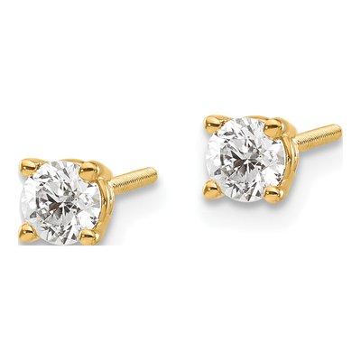14K Yellow Gold 1/2 ct tw 4.1mm Round Diamond Stud Earrings – view 4