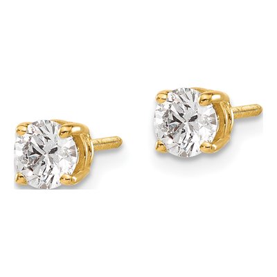 14K Yellow Gold 3/4 ct tw 4.5mm Round Diamond Natural Stud Earrings – view 4