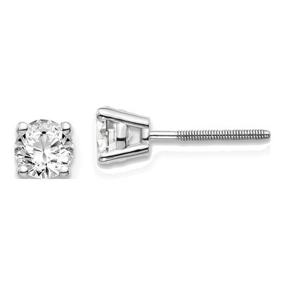 14K White Gold 3/4 ct tw 4.5mm Round Diamond Natural Stud Earrings
