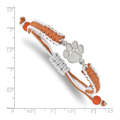 Clemson University Stainless Steel Tiger Paw Adjustable Cord Bracelet – view 2