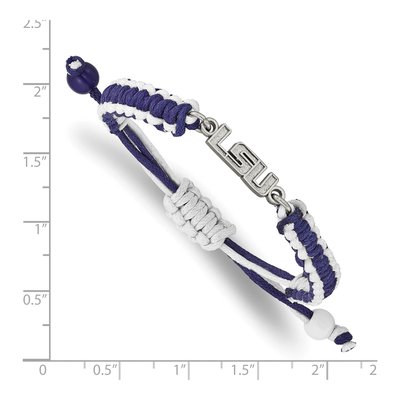 Louisiana State University Stainless Steel LSU Adjustable Cord Bracelet – view 2