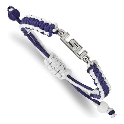 Louisiana State University Stainless Steel LSU Adjustable Cord Bracelet