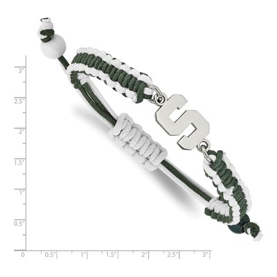 Michigan State University Stainless Steel Cord Letter S Bracelet – view 2