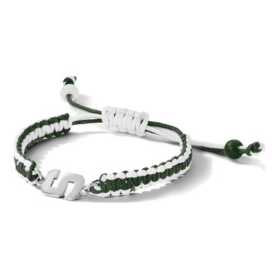 Michigan State University Stainless Steel Cord Letter S Bracelet – view 3