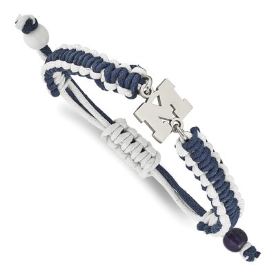 University of Michigan Stainless Steel Wolverines Cord Letter M Bracelet