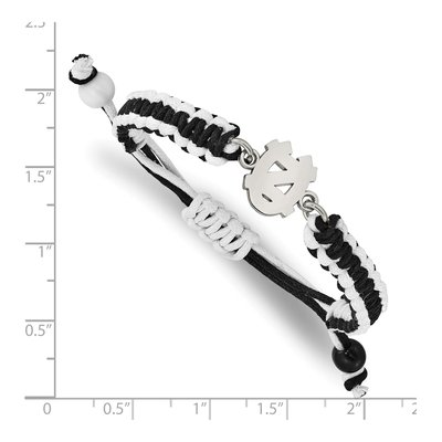 University of North Carolina Stainless Steel UNC Tar Heels Cord Bracelet – view 2