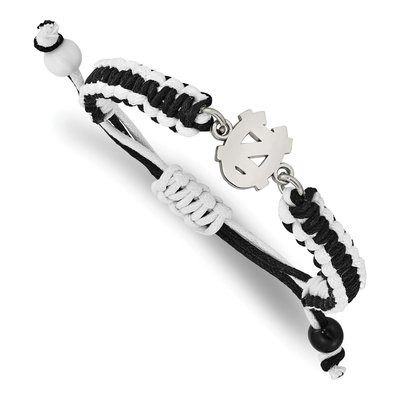 University of North Carolina Stainless Steel UNC Tar Heels Cord Bracelet