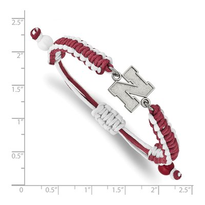 University of Nebraska Stainless Steel Adjustable Cord Letter N Bracelet – view 2